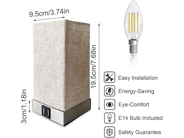 Yndd nachtkastje lamp 2pcs - afbeelding 2 van  5