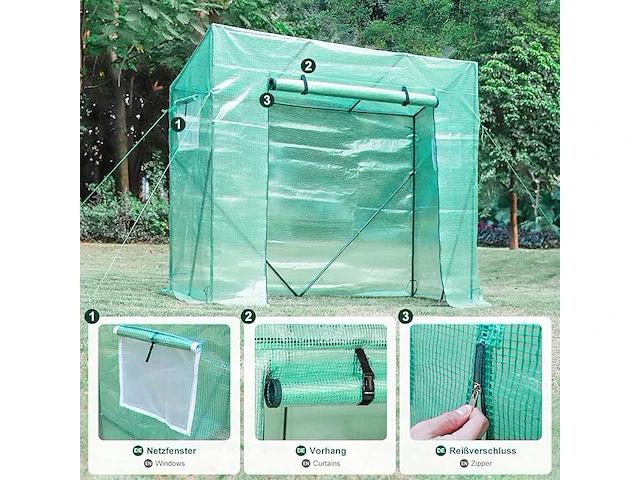 Yorbay broeikas 200 x 80 x 170/150 cm - afbeelding 5 van  5