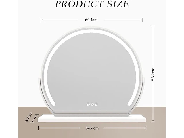 Yoshoot ronde make-upspiegel, 55 x 60 cm - afbeelding 3 van  4