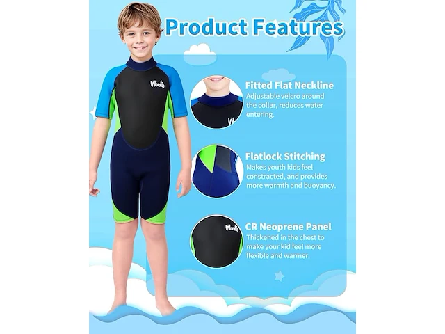 Yueta wetsuit shorty voor kinderen - afbeelding 3 van  3