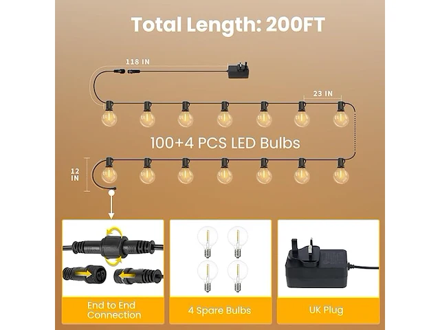 Yuusei 60 m lichtsnoer voor buiten - afbeelding 2 van  5