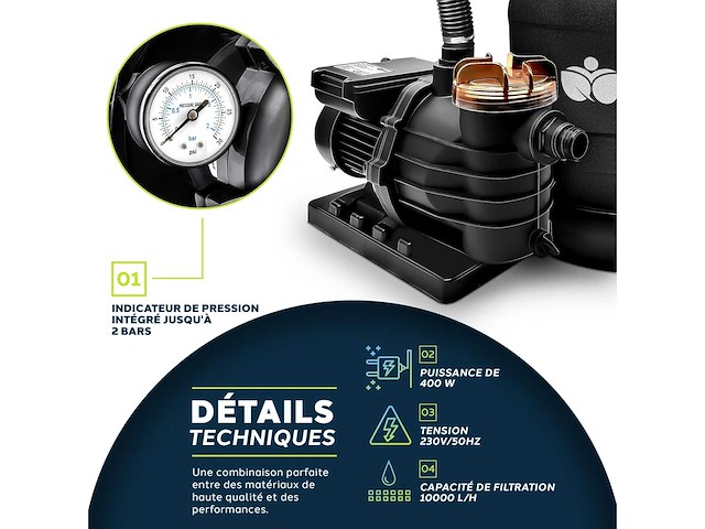 Zandfiltersysteem 10 m³/u + 800g filterballen - afbeelding 5 van  9