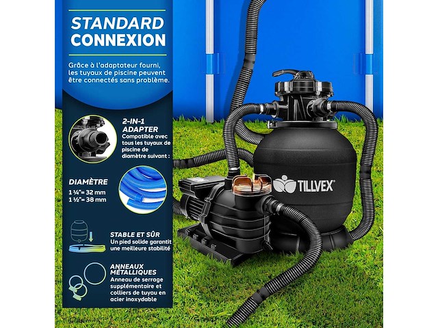 Zandfiltersysteem 10 m³/u + 800g filterballen - afbeelding 7 van  9