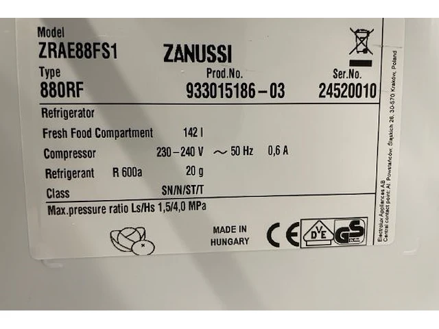 Zanussi inbouw koelkast - afbeelding 5 van  5