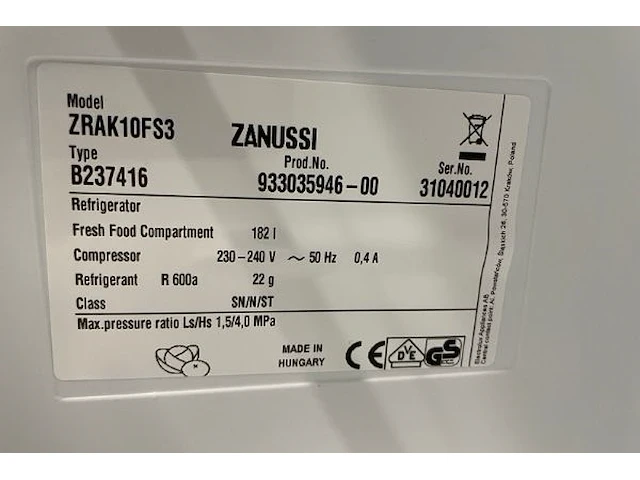 Zanussi inbouw koelkast - afbeelding 5 van  6