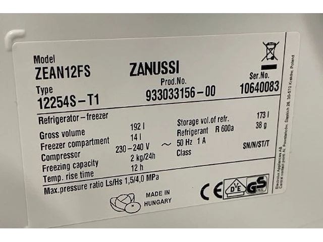 Zanussi inbouw koelkast - afbeelding 4 van  5