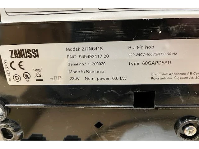 Zanussi inductie inbouw kookplaat - afbeelding 4 van  5