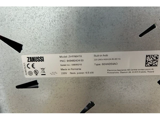 Zanussi kookplaat - afbeelding 3 van  5