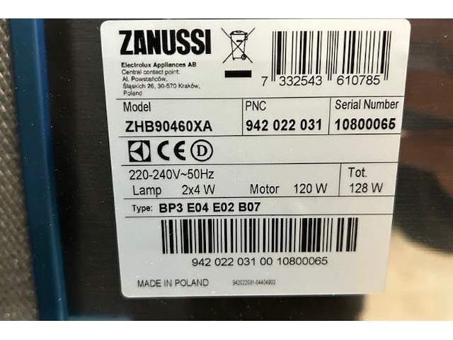 Zanussi wanddampkap - afbeelding 4 van  6
