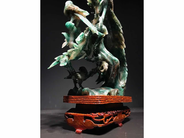 Zeer gedetailleerd delicaat chinese sculptuur van vogels en bloemen - afbeelding 5 van  39