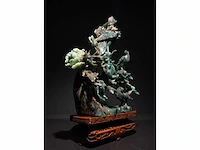 Zeer gedetailleerd delicaat chinese sculptuur van vogels en bloemen - afbeelding 7 van  39