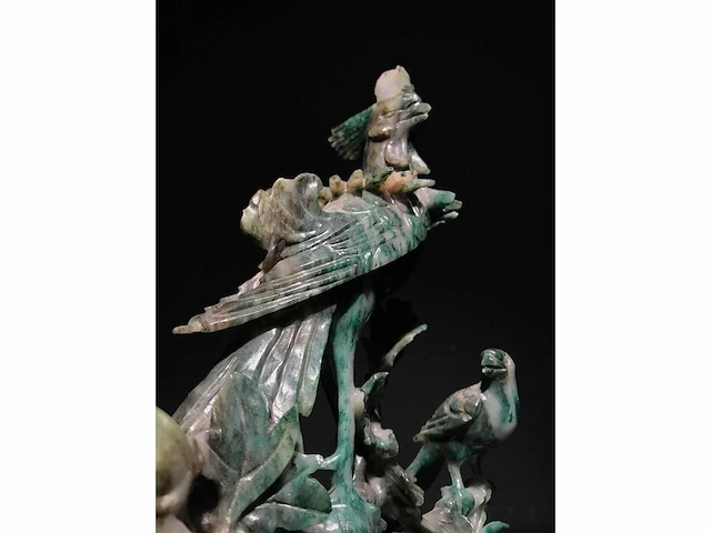 Zeer gedetailleerd delicaat chinese sculptuur van vogels en bloemen - afbeelding 9 van  39