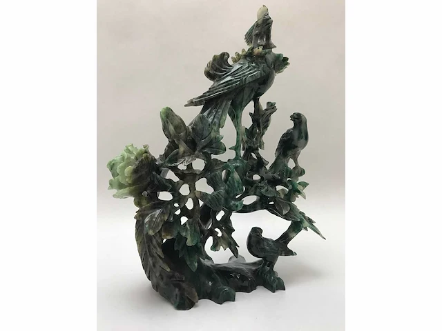 Zeer gedetailleerd delicaat chinese sculptuur van vogels en bloemen - afbeelding 17 van  39