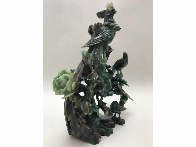 Zeer gedetailleerd delicaat chinese sculptuur van vogels en bloemen - afbeelding 20 van  39
