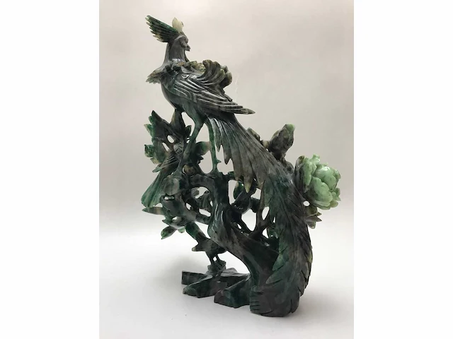 Zeer gedetailleerd delicaat chinese sculptuur van vogels en bloemen - afbeelding 25 van  39