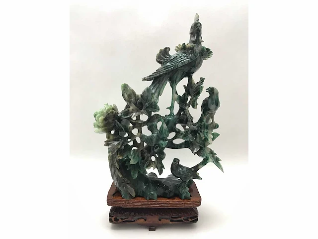 Zeer gedetailleerd delicaat chinese sculptuur van vogels en bloemen - afbeelding 28 van  39