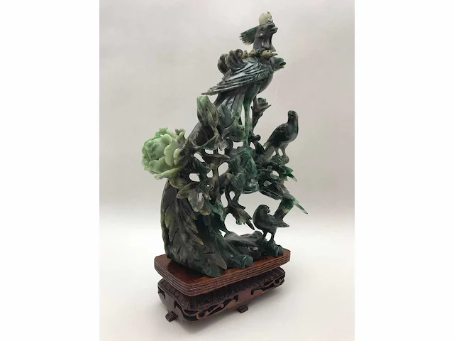 Zeer gedetailleerd delicaat chinese sculptuur van vogels en bloemen - afbeelding 29 van  39