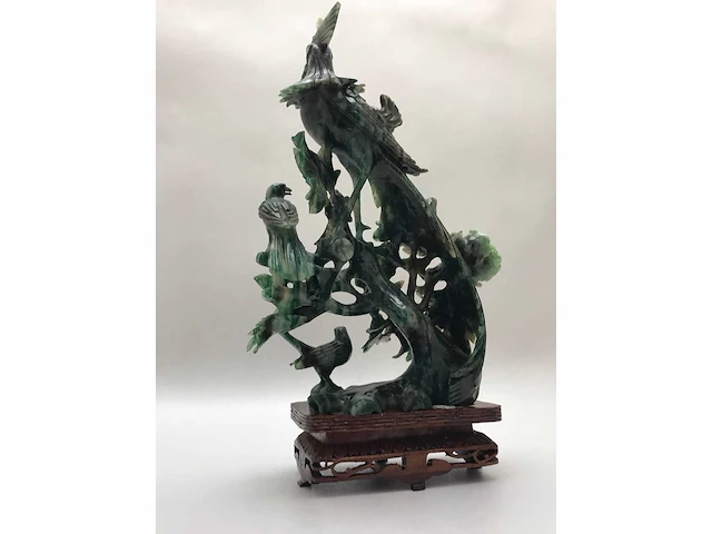 Zeer gedetailleerd delicaat chinese sculptuur van vogels en bloemen - afbeelding 32 van  39
