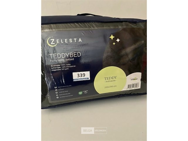 Zelesta teddybed fluffy antracite 200 x 200 300 gr - afbeelding 2 van  3