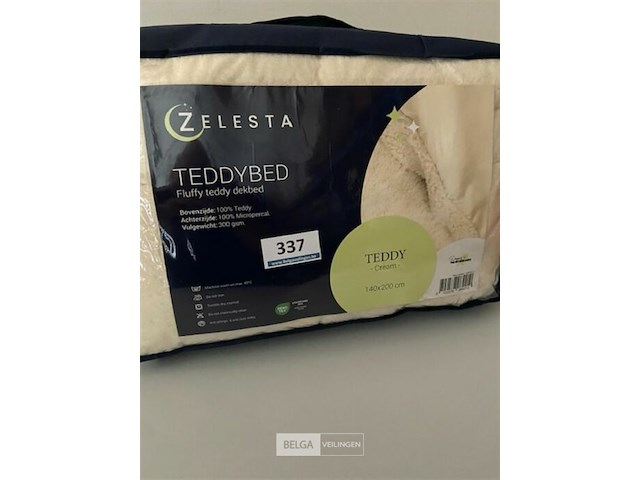 Zelesta teddybed fluffy cream 140 x 200 300 gr - afbeelding 2 van  3