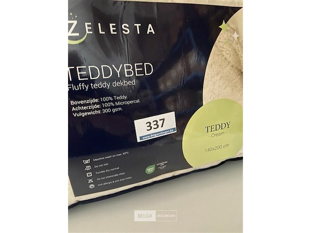 Zelesta teddybed fluffy cream 140 x 200 300 gr - afbeelding 3 van  3