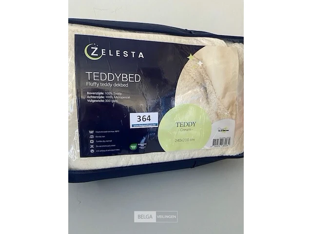 Zelesta teddybed fluffy cream 240 x 200 300 gr - afbeelding 2 van  3