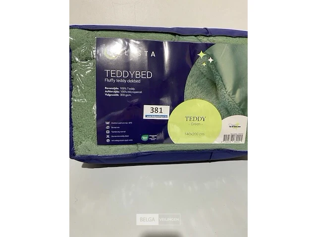 Zelesta teddybed fluffy green 140 x 200 300 gr - afbeelding 2 van  3
