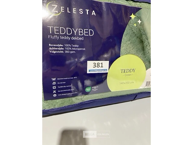 Zelesta teddybed fluffy green 140 x 200 300 gr - afbeelding 3 van  3