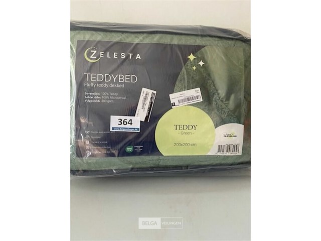 Zelesta teddybed fluffy green 200 x 200 300 gr - afbeelding 2 van  3