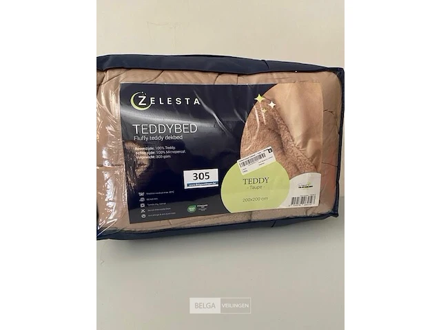 Zelesta teddybed fluffy taupe 200 x 200 300 gr - afbeelding 2 van  3