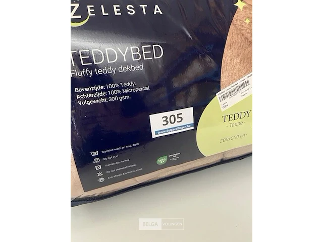 Zelesta teddybed fluffy taupe 200 x 200 300 gr - afbeelding 3 van  3