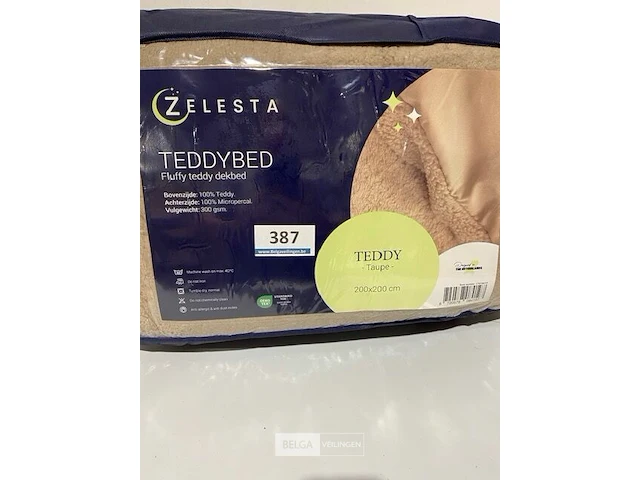 Zelesta teddybed fluffy taupe 200 x 200 300 gr - afbeelding 1 van  3