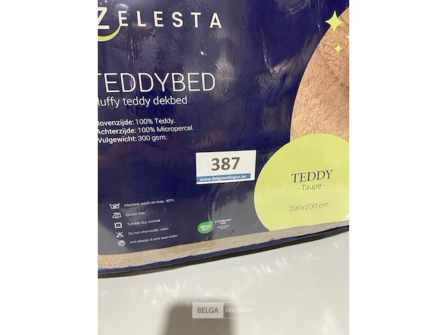 Zelesta teddybed fluffy taupe 200 x 200 300 gr - afbeelding 3 van  3