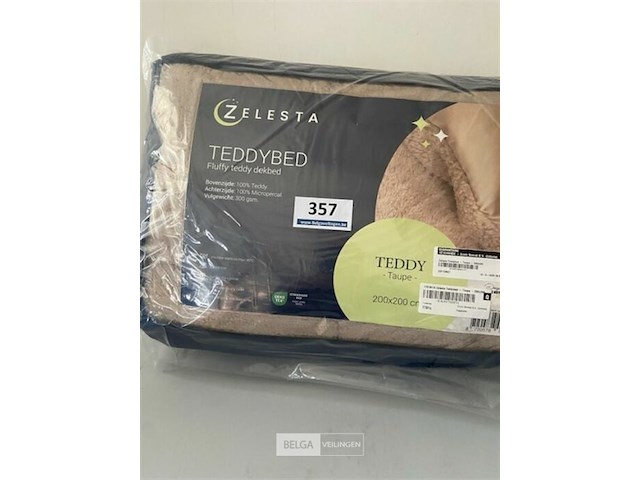 Zelesta teddybed fluffy taupe 200 x 200 300 gr - afbeelding 2 van  3