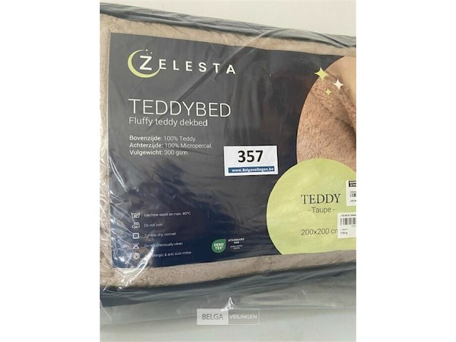 Zelesta teddybed fluffy taupe 200 x 200 300 gr - afbeelding 3 van  3