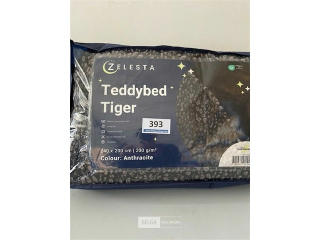 Zelesta teddybed tiger anthracite 240 x 200 200 gr - afbeelding 2 van  3
