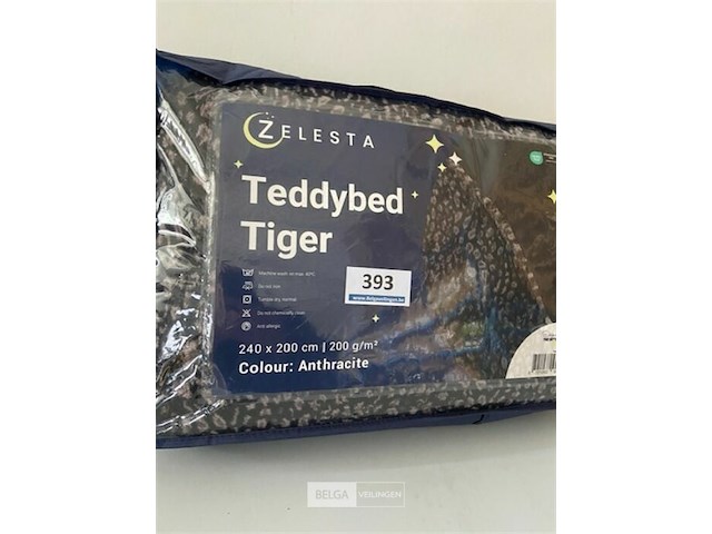 Zelesta teddybed tiger anthracite 240 x 200 200 gr - afbeelding 3 van  3