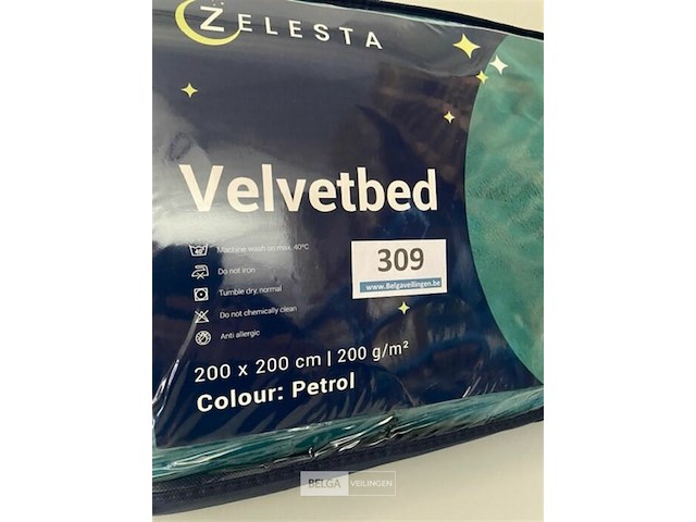 Zelesta velvetbed petrol kleur 200 x 200 200 gr - afbeelding 3 van  3