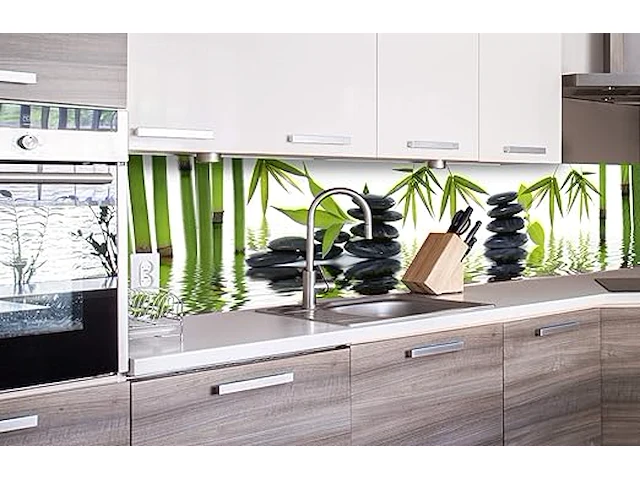 Zelfklevende achterwand waterdicht zen-stenen 260x60cm - afbeelding 1 van  3