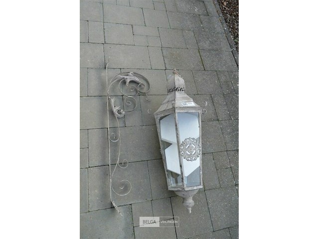 Zeshoekige hanglantaarn in een antieke, verweerde afwerking - afbeelding 1 van  4