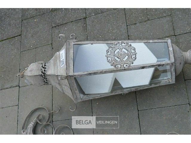 Zeshoekige hanglantaarn in een antieke, verweerde afwerking - afbeelding 4 van  4