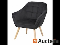 Zetel fluweel zwart 74x70xh85cm - afbeelding 1 van  3