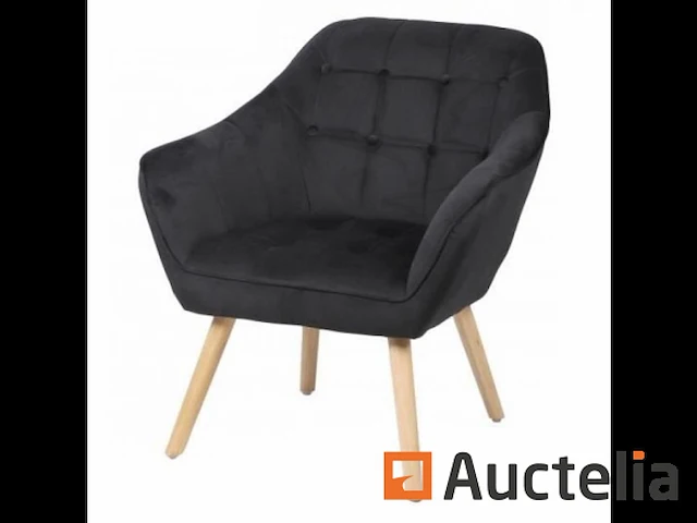 Zetel fluweel zwart 74x70xh85cm - afbeelding 2 van  3