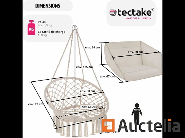 Zetel hangende relax katoen tuinontwerp - afbeelding 1 van  2