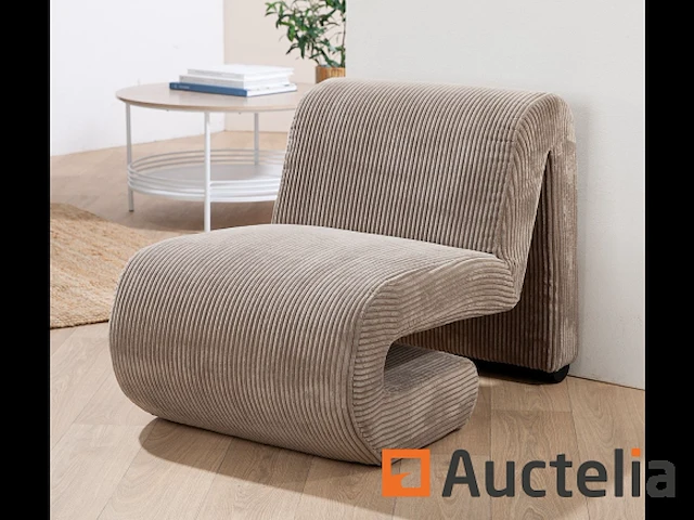 Zetel/hout/stoffen bank, beige nieuw verpakt - afbeelding 1 van  3