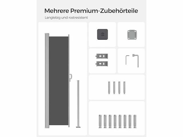 Zijluifel - scherm - intrekbaar zijrolgordijn 180 x 400 - afbeelding 3 van  5