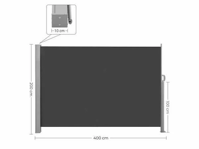 Zijluifel 2 x 4 m (h x b), voor balkon en terras - afbeelding 2 van  4