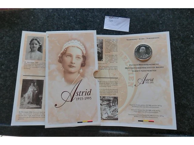 Zilveren herdenkingsmunt astrid - afbeelding 1 van  1