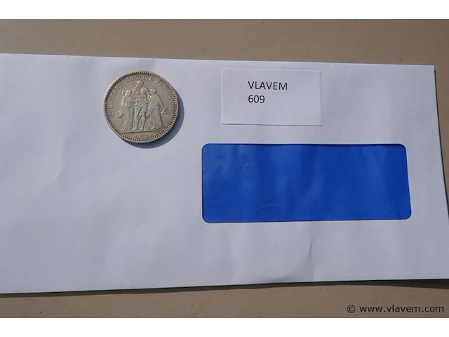 Zilveren munt 5 francs leopold iii - afbeelding 1 van  1