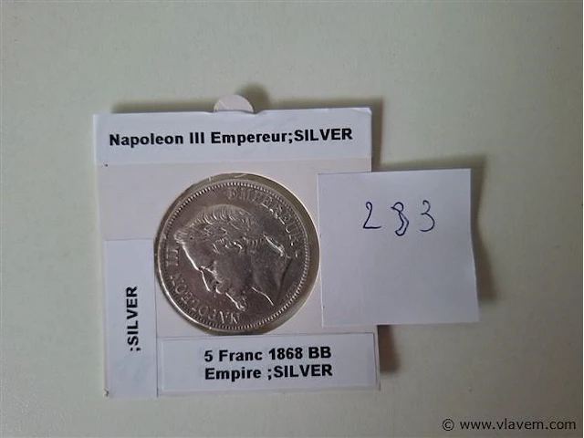 Zilveren munt napoleon - afbeelding 1 van  3